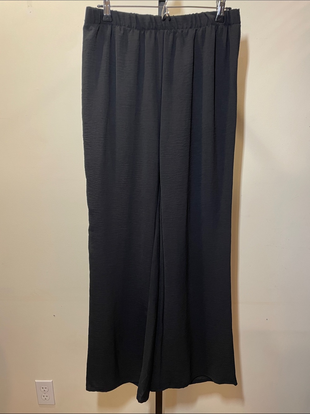 SHEIN Black Wide-Leg Elastic-Waist Pants